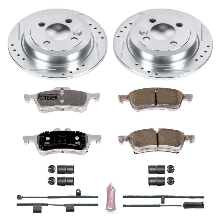 Street Warrior Brake Upgrade Kit Cross-Drilled and Slotted Rotors Z26 Extreme Street Performance Brake Pads Complete Rear Kit