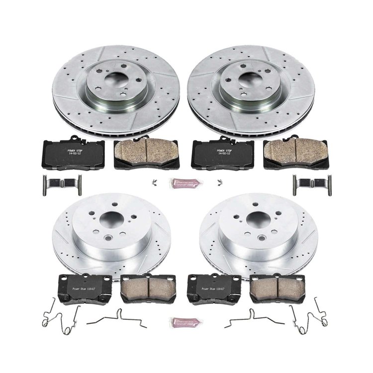 High Performance Brake Upgrade Kit Cross-Drilled and Slotted Rotors Z23 Evolution Sport High Carbon