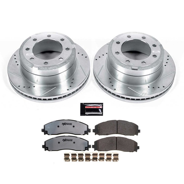 Truck and Towing Z36 Brake Pad & Rotor Kit Cross-Drilled and Slotted Rotors Z36 Carbon Ceramic Brake Pads Complete Rear Kit