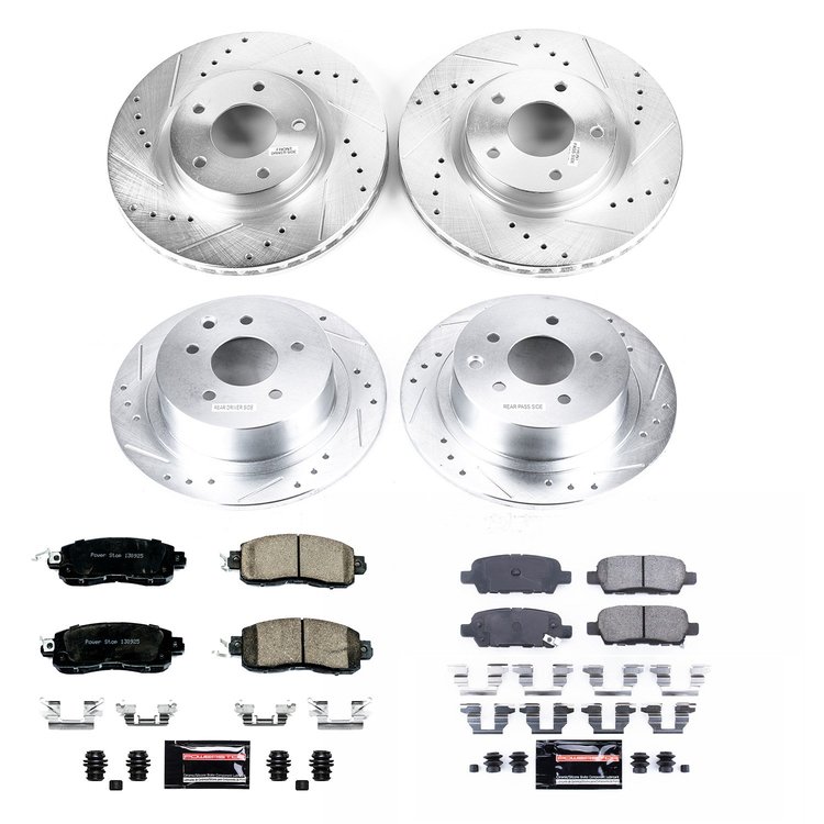 High Performance Brake Upgrade Kit Cross-Drilled and Slotted Rotors Z23 Evolution Sport High Carbon