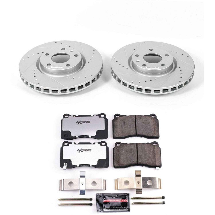 Street Warrior Brake Upgrade Kit Cross-Drilled and Slotted Rotors Z26 Extreme Street Performance Brake Pads Complete Front Kit