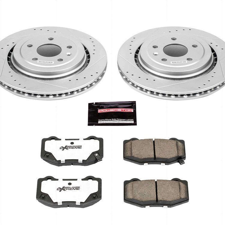 Street Warrior Brake Upgrade Kit Cross-Drilled and Slotted Rotors Z26 Extreme Street Performance Brake Pads Complete Rear Kit