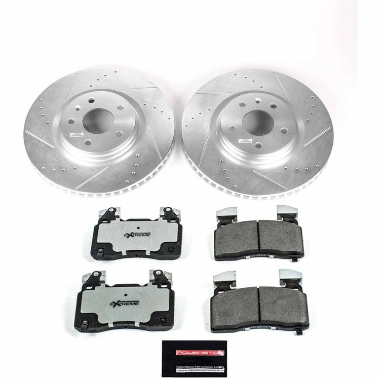 Street Warrior Brake Upgrade Kit Cross-Drilled and Slotted Rotors Z26 Extreme Street Performance Brake Pads Complete Front Kit