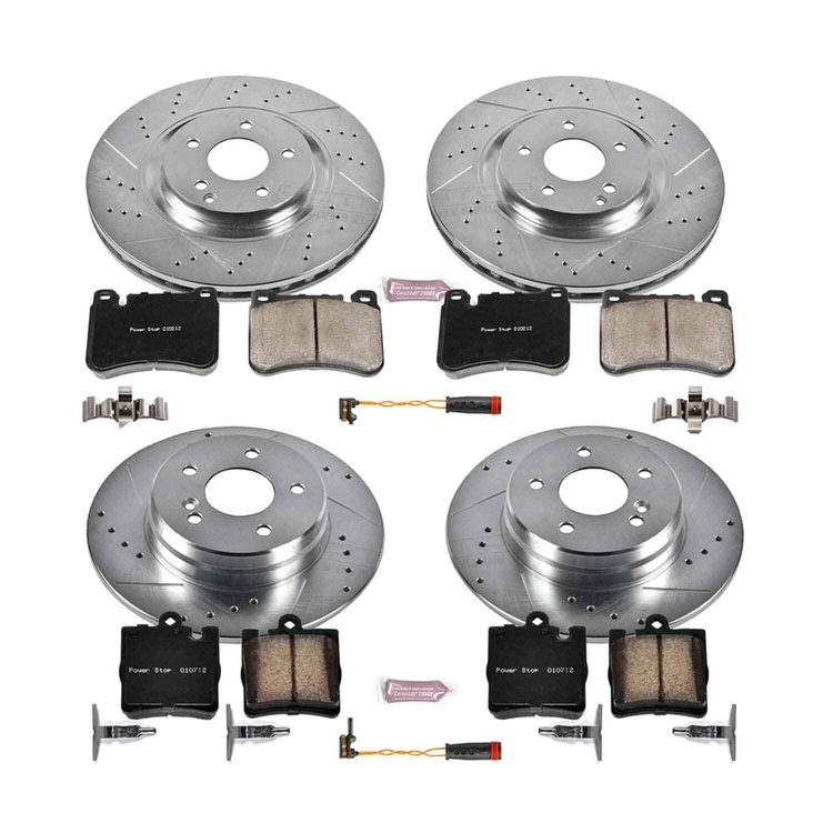 High Performance Brake Upgrade Kit Cross-Drilled and Slotted Rotors Z23 Evolution Sport High Carbon