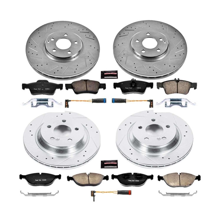 High Performance Brake Upgrade Kit Cross-Drilled and Slotted Rotors Z23 Evolution Sport High Carbon