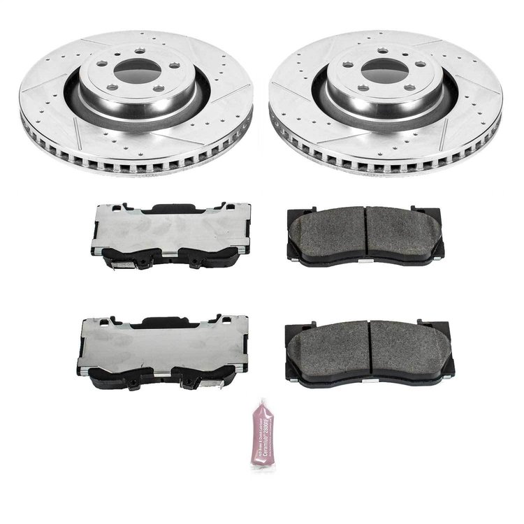 Street Warrior Brake Upgrade Kit Cross-Drilled and Slotted Rotors Z26 Extreme Street Performance Brake Pads Complete Front Kit