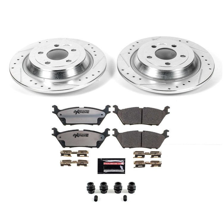 Truck and Towing Z36 Brake Pad & Rotor Kit Cross-Drilled and Slotted Rotors Z36 Carbon Ceramic Brake Pads Complete Rear Kit