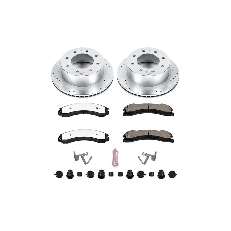 Truck and Towing Z36 Brake Pad & Rotor Kit Cross-Drilled and Slotted Rotors Z36 Carbon Ceramic Brake Pads Complete Rear Kit