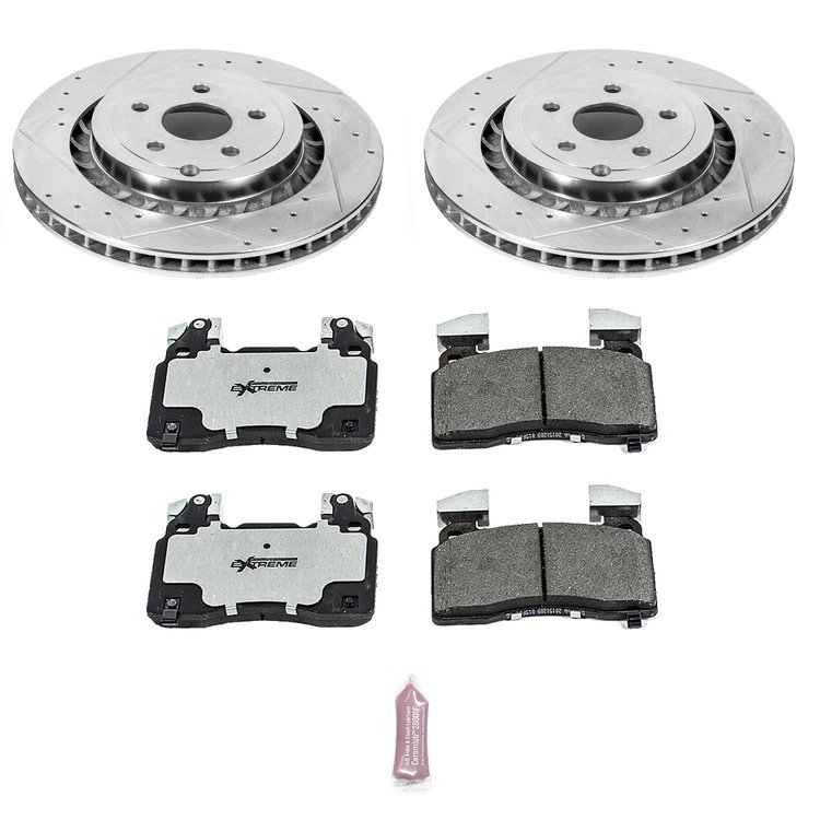 Street Warrior Brake Upgrade Kit Cross-Drilled and Slotted Rotors Z26 Extreme Street Performance Brake Pads Complete Front Kit