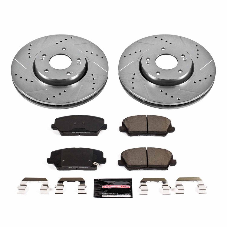 K7673 Z23 Evolution Front Sport Brake Upgrade Kit for 2016-2017 Hyundai Veloster Turbo, 2017-2018 Kia Forte5 SX