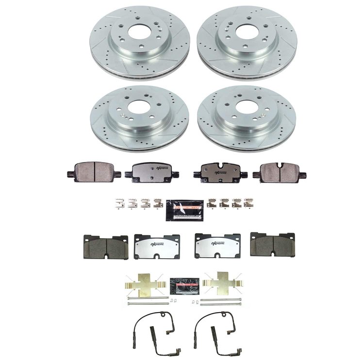 Front & Rear Carbon-Fiber Ceramic Brake Pad & Slotted Rotor Kit for 2019-2024 Full-Size Trucks & SUVs