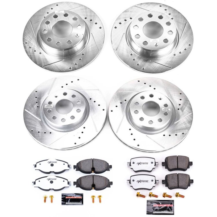 Z26 Extreme Performance Complete Brake Pad and Rotor Set Fits 2019 Volkswagen Golf Alltrack [Front/Rear]
