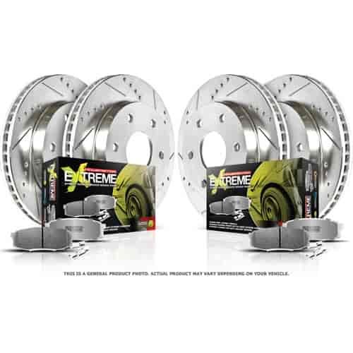 Street Warrior Z26 Brake Pad & Rotor Kit Cross-Drilled / Slotted Rotors