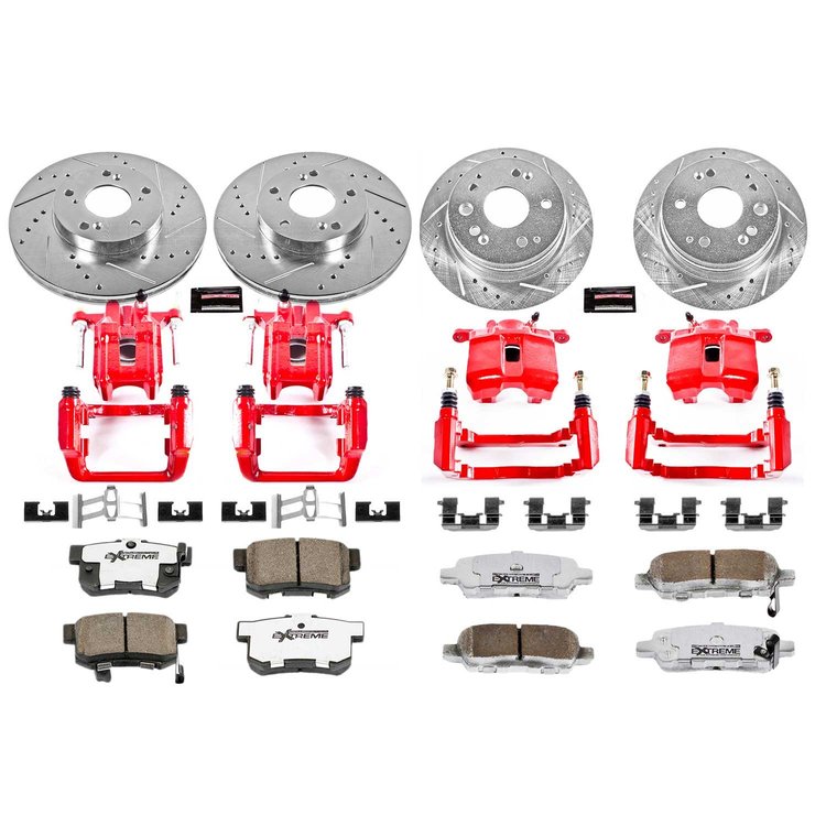 Street Warrior Brake Upgrade Kit Cross-Drilled and Slotted Rotors