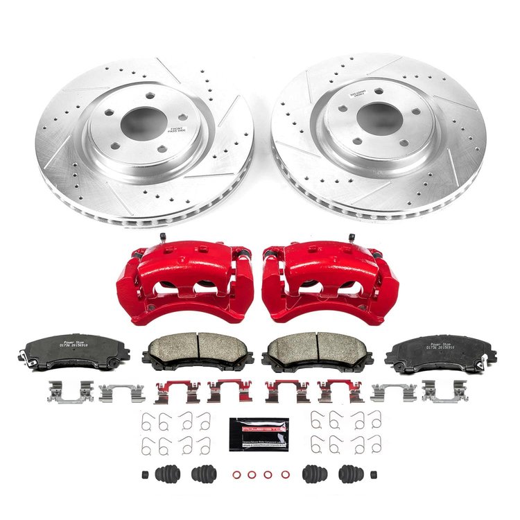 KC7034 Z23 Daily Driver Carbon-Fiber Ceramic Pads Drilled & Slotted Rotor & Caliper Kit