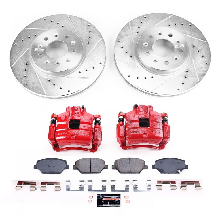 KC7661B Z23 Daily Driver Carbon-Fiber Ceramic Pads Drilled & Slotted Rotor & Caliper Kit