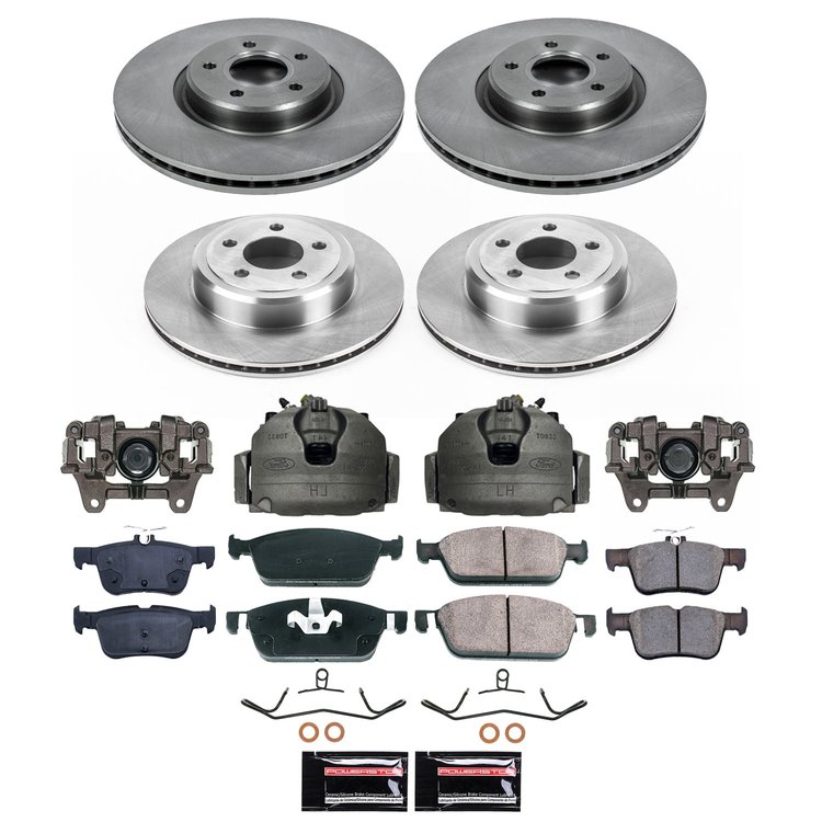 KCOE8390 OE Stock Replacement Low-Dust Ceramic Brake Pad, Rotor & Caliper Kit