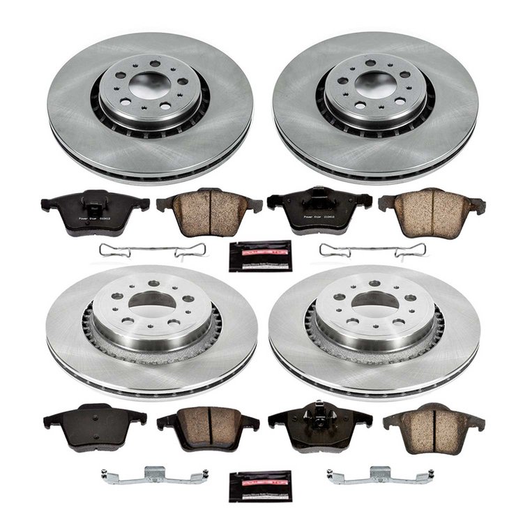 1-Click Daily Driver Brake Kits Front & Rear OE Replacement Rotors Z16 Ceramic Scorched Brake Pads
