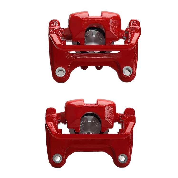 Rear Performance Disc Brake Caliper Pair w/Brackets Fits Select Chevy Colorado, Silverado 1500 & GMC Canyon [Red Powder Coat]