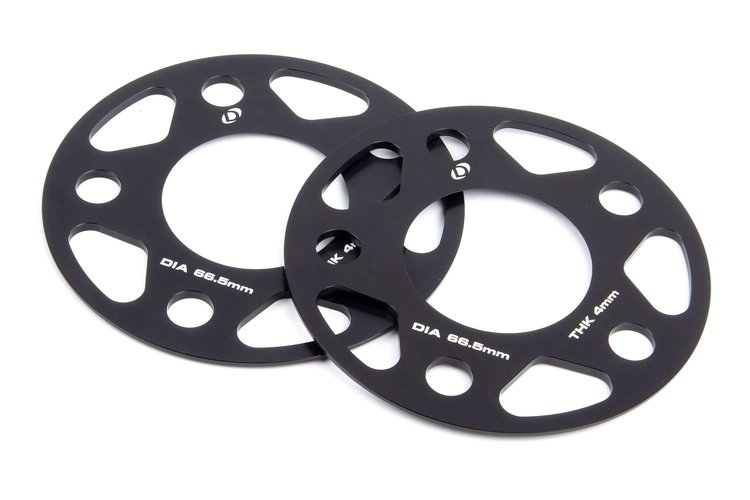 Machined Aluminum Wheel Spacers [4 mm Thick] for Select Late-Model BMW Cars/SUVs, Mini Cooper, Toyota GR Supra  [Black]