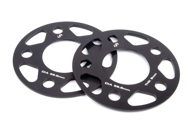 Machined Aluminum Wheel Spacers [5 mm Thick] for Select Late-Model BMW Cars/SUVs, Mini Cooper, Toyota GR Supra  [Black]