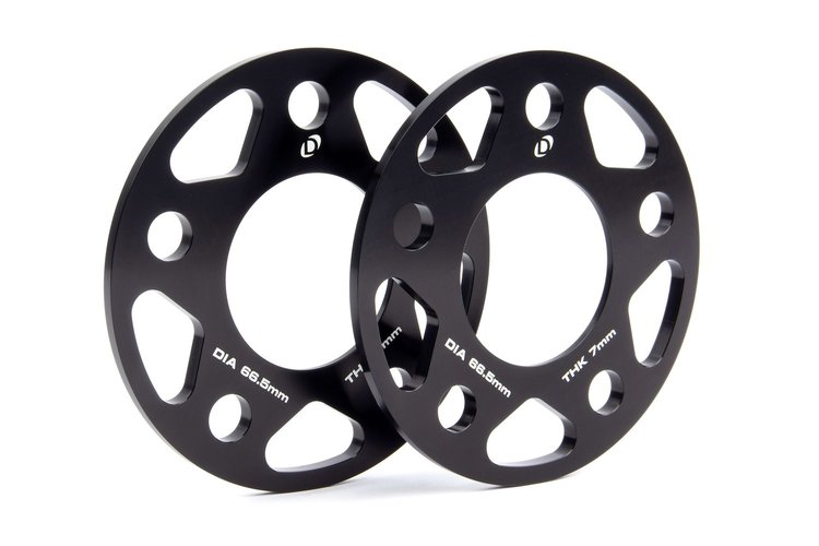 Machined Aluminum Wheel Spacers [7 mm Thick] for Select Late-Model BMW Cars/SUVs, Mini Cooper, Toyota GR Supra  [Black]