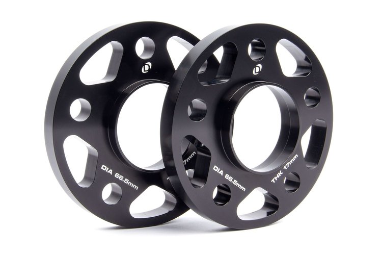 Machined Aluminum Wheel Spacers [17 mm Thick] for Select Late-Model BMW Cars/SUVs, Mini Cooper, Toyota GR Supra  [Black]
