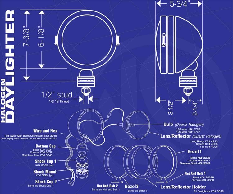 Daylighter 6" Round Off-Road Light 130W Halogen Bulb