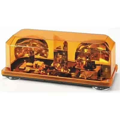 PRIORITY 1 AMBER LENS- Permanent Mount. Commercial Grade Exterior Mini Bar Light. Two Halogen Rotati