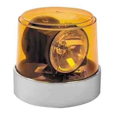 POWER BEAM AMBER LENS- Permanent Mount Commercial Grade Exterior Rotating Warning Light. Two Halogen