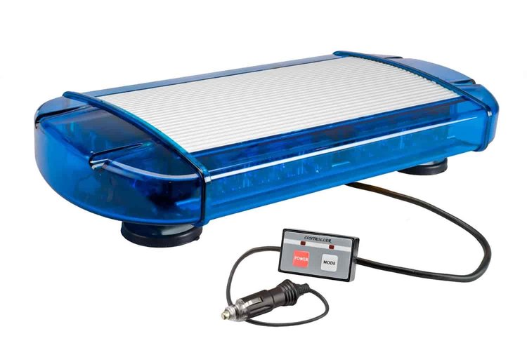 OUTER LIMITS BLUE- Low Profile Magnet Mount GEN III LED Mini Bar Warning Light with 10 ft. Coiled Wi