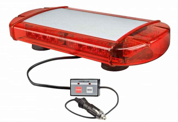 OUTER LIMITS RED- Low Profile Magnet Mount GEN III LED Mini Bar Warning Light with 10 ft. Coiled Wir