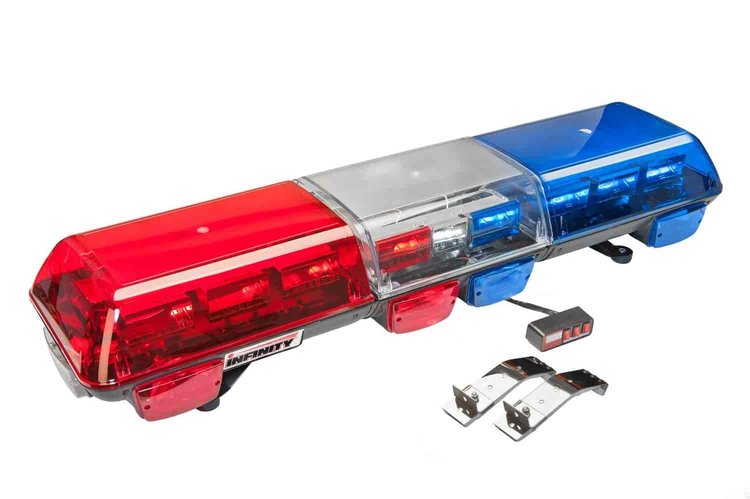 INFINITY 3 BLUE & RED LENS- Permanent Mount Full LED Light Bar 12-Volt. Commercial Gra