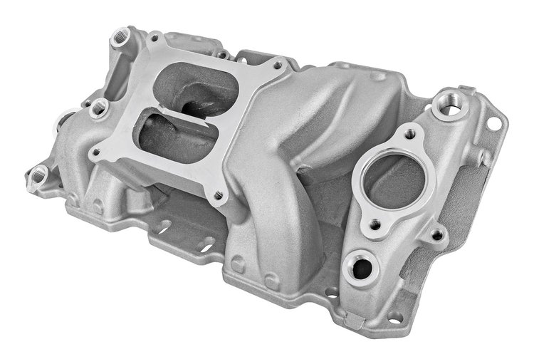 52026 Crosswind Intake Manifold for 1957-1995 Small Block Chevy, 1500-6500 RPM Range [Satin]