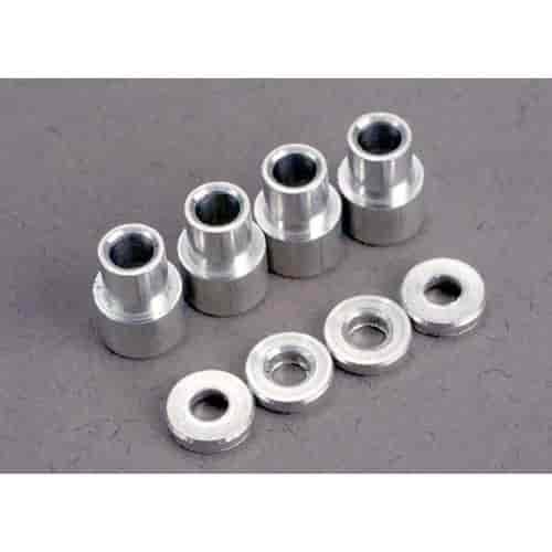 Shock mounting bushings and washers 4 aluminum for plastic shocks