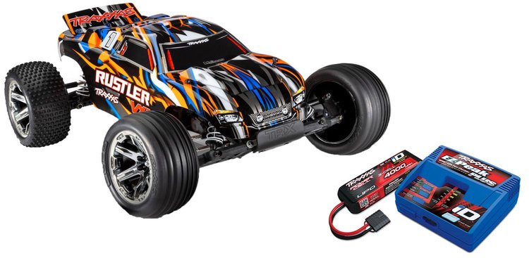 Rustler 2WD VXL Brushless Stadium Truck with Magnum 272R Transmission Battery, and Charger Kit [Orange]