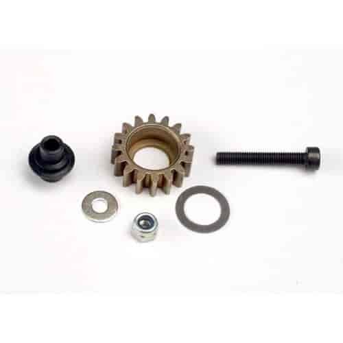 Idler gear steel 16-tooth / idler gear shaft/ 3x8mm flat metal washer/ 8x12x0.5mm PTFE-coated washer