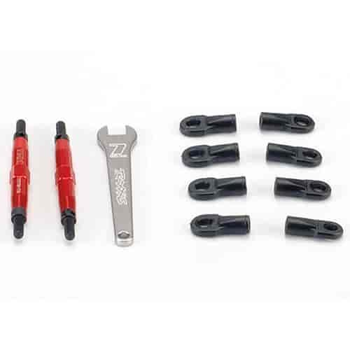 Toe links Slayer Tubes 7075-T6 aluminum red 74mm fits front or rear 2 / rod ends rear 4 / rod ends front 4 / wrench 1