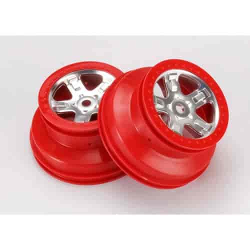 Dual Profile Wheels SCT 5 Spoke Satin Chrome w/Red Beadlock