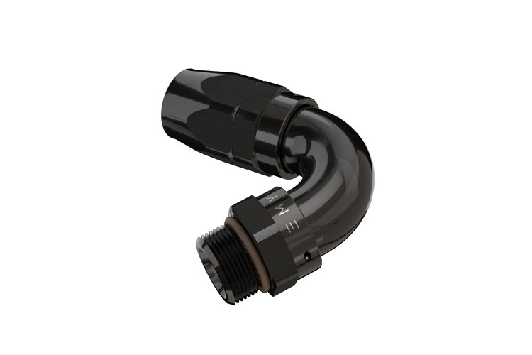 FATBOY C-Type ORB Hose End [-10 ORB, 120 Degree, Reusable Swivel, Black]