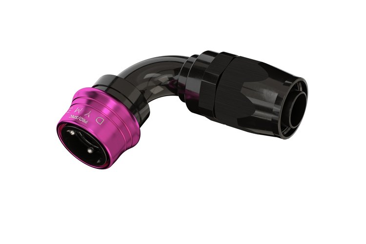 PRO/SPEC B-Type Quick Release Hose End [-8 AN (PS08), 90 Degree, Reusable Swivel, Black/Purple]