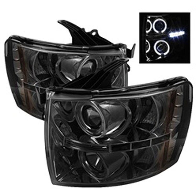 Halo LED Projector Headlights 2007-2014 Chevy Silverado 2500HD/3500HD