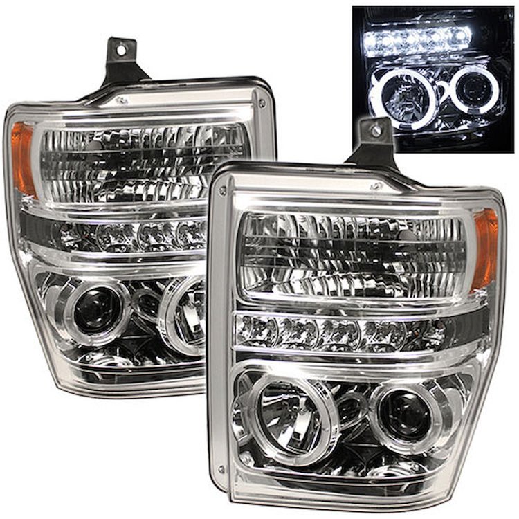 Halo LED Projector Headlights 2008-2010 Ford F250/F350/F450 Super Duty