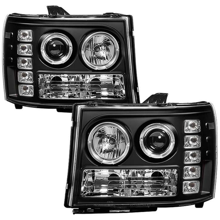Halo LED Projector Headlights 2007-2013 GMC Sierra