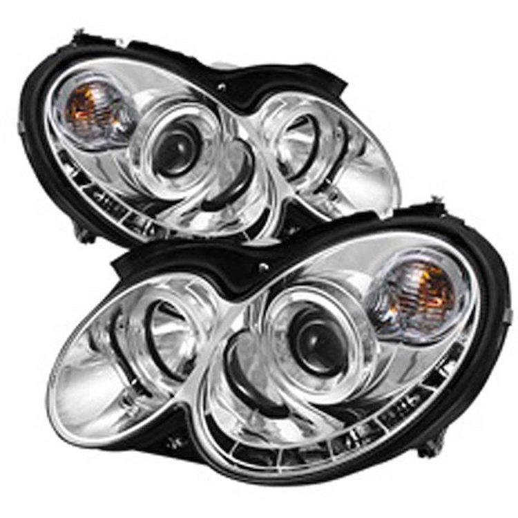 Halo DRL Projector Headlights 2003-2009 Mercedes Benz CLK
