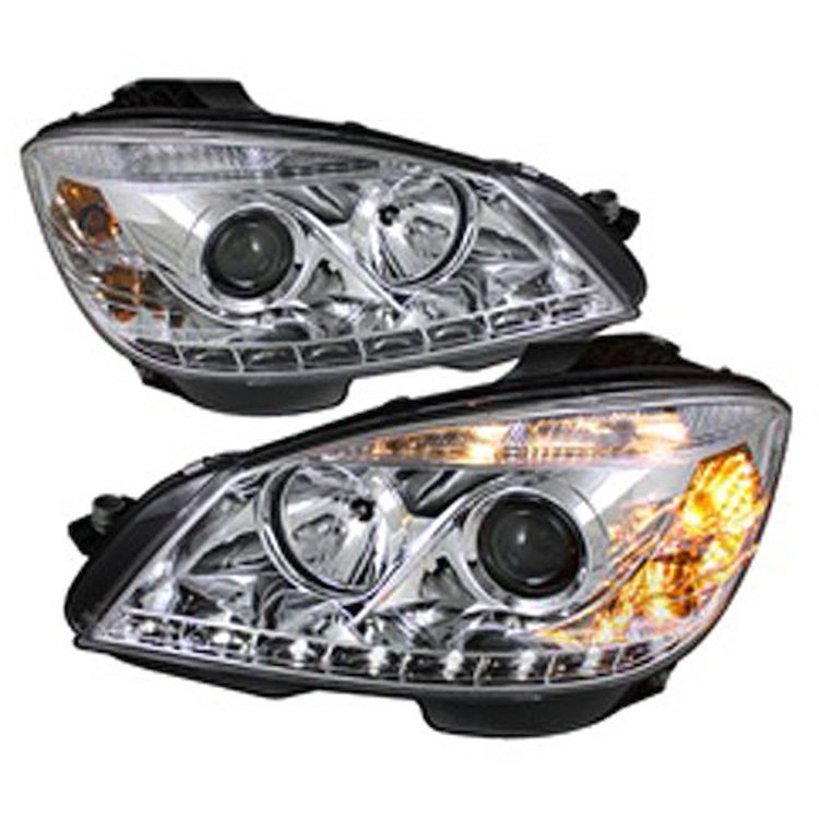 Halo DRL Projector Headlights 2008-2011 Mercedes Benz C-Class