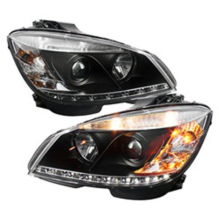 Halo DRL Projector Headlights 2008-2011 Mercedes Benz C-Class