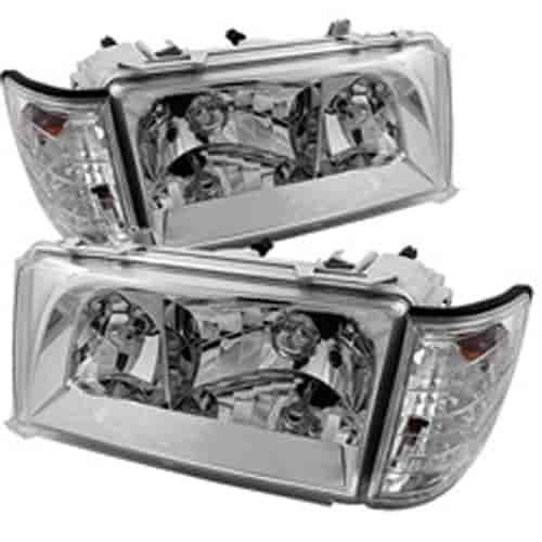 Crystal Headlights Bulbs Included Pair w/Corner Chrome