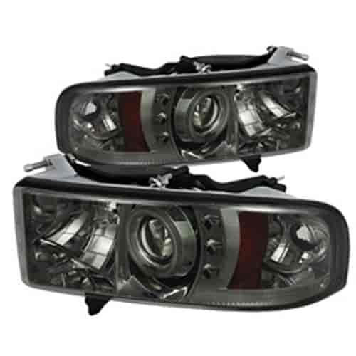 CCFL LED Projector Headlights 1 pc. Replaceable LEDs Smoke