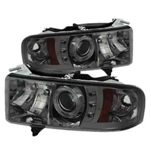 Halo LED Projector Headlights 1 pc. Replaceable LEDs Smoke